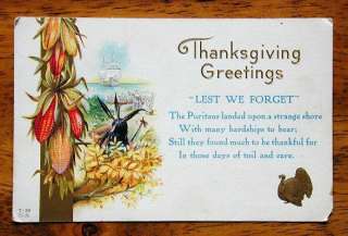 Vintage Lot of 5 THANKSGIVING Turkey POSTCARDS Early 1900s  