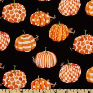  44 Wide Spooktacular Pumpkin Patch Black Fabric By The 