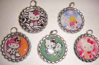 assorted HELLO KITTY Finished Flattened Bottle Caps Pendants with 