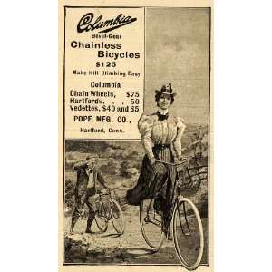  1898 Ad Antique Pope Columbia Chainless Bicycles Hartford 