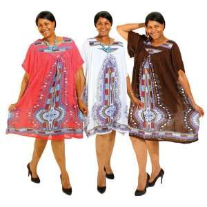 Traditional Print Tunic/Dress  Dk.Brown 