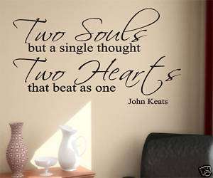 Vinyl Wall Quotes John Keats Two Souls Two Hearts  
