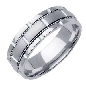   Surface Braided Mens 7 mm Platinum Comfort Fit Wedding Band Jewelry