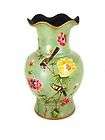 Hand Painted Glass Vase in Foral and Bird Design
