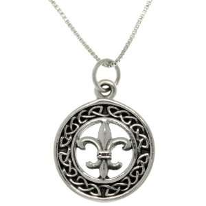 Peter Stone Collection Sterling Silver Celtic Fleur de Lis Necklace