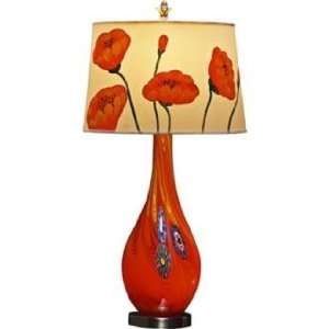   Glow Poppy Shade Millefiore Art Glass Table Lamp