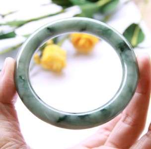 57mm Certified Natural A Grade Untreated Vintage Green Jadeite Jade 
