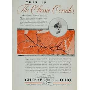 1938 Ad Chesapeake Ohio Lines Chessie Kitten Corridor   Original Print 