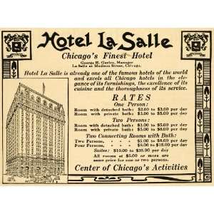 1910 Ad Hotel La Salle Chicago Travel Holabird Roche   Original Print 