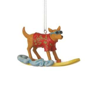  Surfing Dog Christmas Ornament