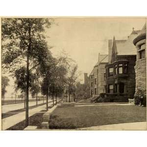  1899 Print Lake Shore Drive Chicago Street View House 