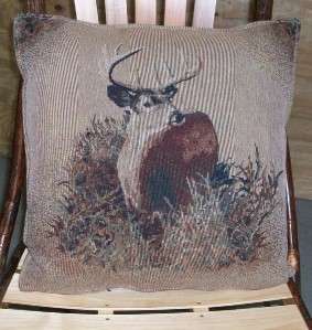 Amish Rustic Rocking Chair Pad, Cushion, 2 Throw Pillows, Mule Deer 17 