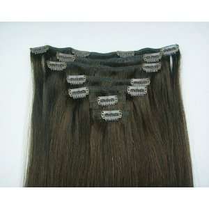  7 Pieces 19 20 Chocolate Brown #2 Clip on in 100% Human Hair 