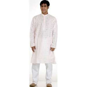   Kurta Pajama with All Over Design in Self   Pure Cotton Everything