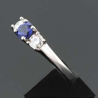 CT 14KW MOISSANITE CHATHAM SAPPHIRE 3 STONE RING  