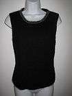 JOSEPHINE CHAUS WOMENS BLACK SLEEVELESS SWEATER WITH PEARL TRIMMED 