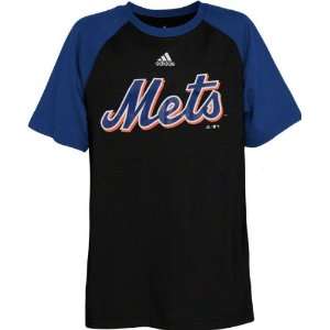   York Mets Youth Black/Royal adidas Raglan T Shirt
