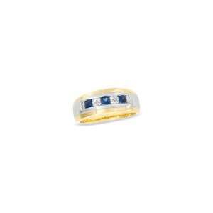   Sapphire and Diamond Band in 14K Two Tone Gold mns dia sol rg Jewelry