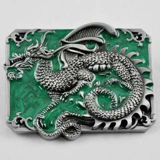 Western 3D Scorpion Tiger Wolf Snake Dragon Metal Buckle + Leather 