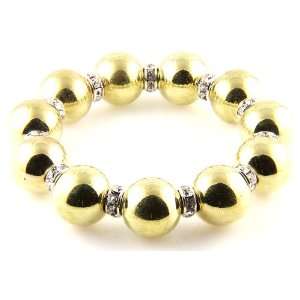 Royal Diamond Gold Beads Fashion Designer Charm Stretch Bracelet with 