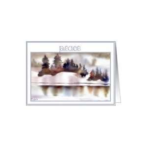  peace merry christmas snowscape watercolor Card Health 