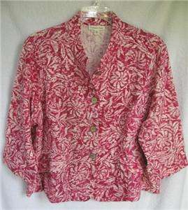 Coldwater Creek Silky Soft Raspberry Slub Floral Jacket  