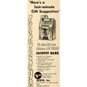  1954 Ad Jackpot Bank Rexco Inc Slot Machine Bank Cowboy 