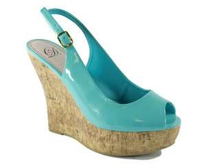  Patent Peep toe Slingback Sandal Wedge   Gemini Delicious Shoes  
