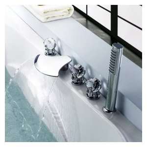 Contemporary Waterfall Tub WaterfallFaucet with Hand Shower (Glass 