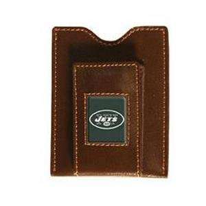  New York Jets Brown Leather Money Clip with Cardholder 