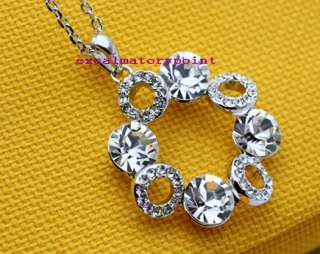 18k White Gold GP use Swarovski Crystal Necklace _ N79  