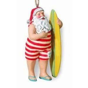  Santa with Surfboard Christmas Ornament