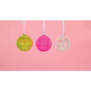   of 18 Candy Fantasy Pink, Green & Clear Glass Ball Christmas Ornaments