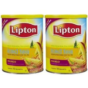 Lipton Instant Tea Mix, Sweetened, Mango, 28.3 oz, 2 ct (Quantity of 4 