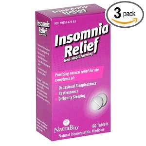 Natra Bio Insomnia Relief , Non Habit Forming, 60 Tablet Boxe, (Pack 