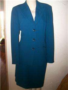 KASPER Lined Dk Blue Green Stretch Sirt Suit Sz 10  