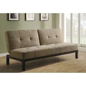   Taupe Velvet Fabric Split Back Click Clack Futon