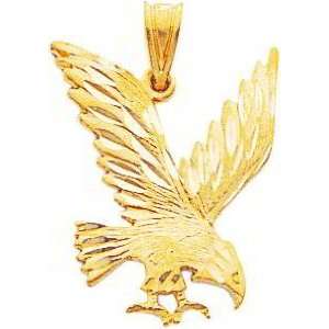  14K Gold Diamond Cut Eagle Charm Jewelry