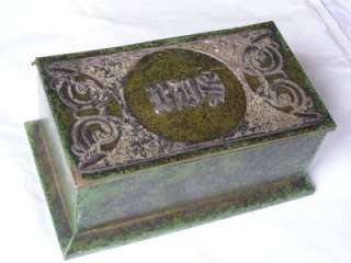 RRR Antique USA bronze&silver table cigar case Humidor  