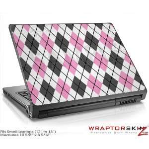  Small Laptop Skin Argyle Pink and Gray Electronics