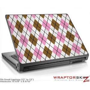  Small Laptop Skin Argyle Pink and Brown Electronics