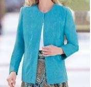   2X (22 24) Teal Scrolling Circles Embroidered Moleskin Topper Jacket