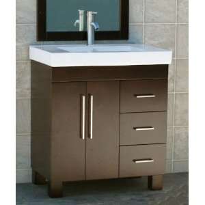   Soild Wood Vanity Cabinet Ceramic Top Sink Faucet CM1 
