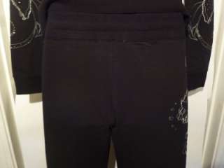   Track Pant Set Black Silver Stud Embellished Womens Size Medium NWT