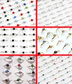  jewelry lots 100pc 7Styles Austria rhinestone silver p Rings mix color