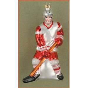  Margaret Cobane Glass Ornament   Hockey Player Red & White 