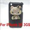 Bling hello kitty black back case cover for iphone 3G 3GS  