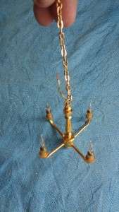 Brass Dollhouse Electric Lighting Chandelier scale 112 Works but used 