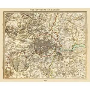  LONDON ENGLAND (ENVIRONS / UNITED KINGDOM) MAP 1832