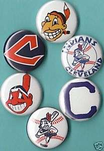 Cleveland Indians Set of 6 Pins buttons Badges  